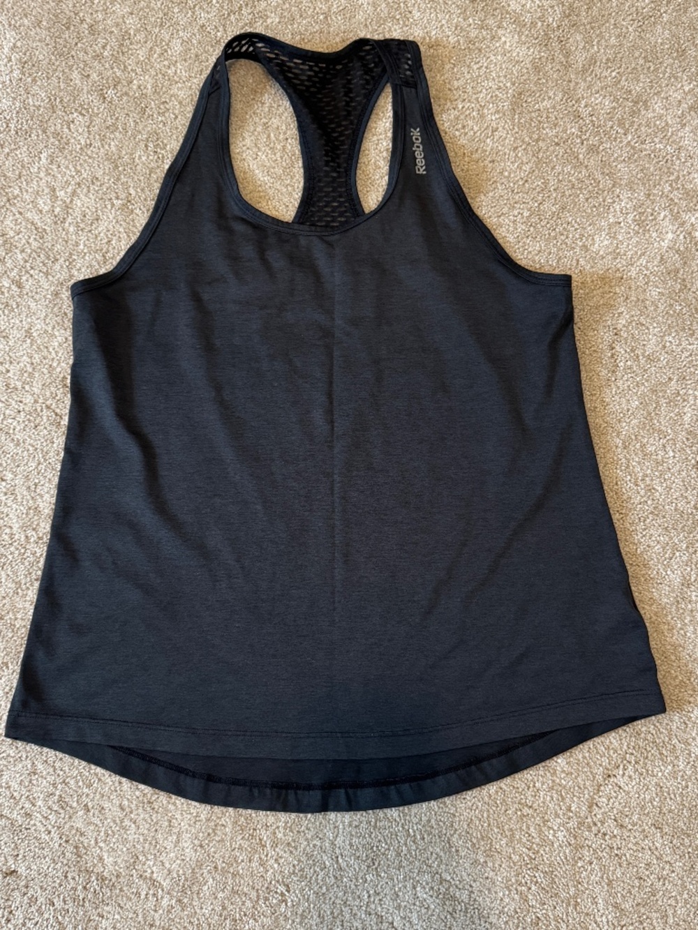 Black tank top with mesh upper back, like new
